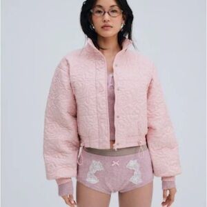 $219 NWT Pink For Love And Lemons “Rylee” Cropped Puffer Coat Sz XXS XS S M